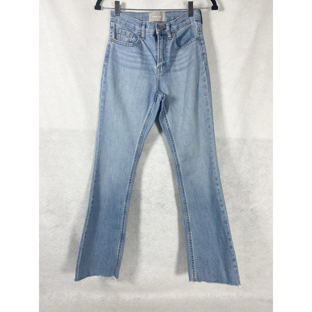 Everlane Jeans Women's 24 Blue High Rise Kick Crop Raw Hem Light Wash